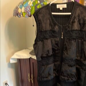 Badgley Mischka Black Faux Fur Vest